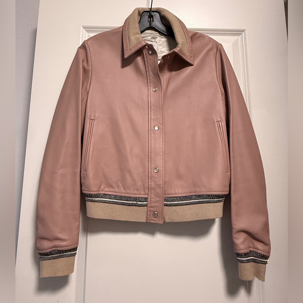 Sandro Leather Bomber Jacket.